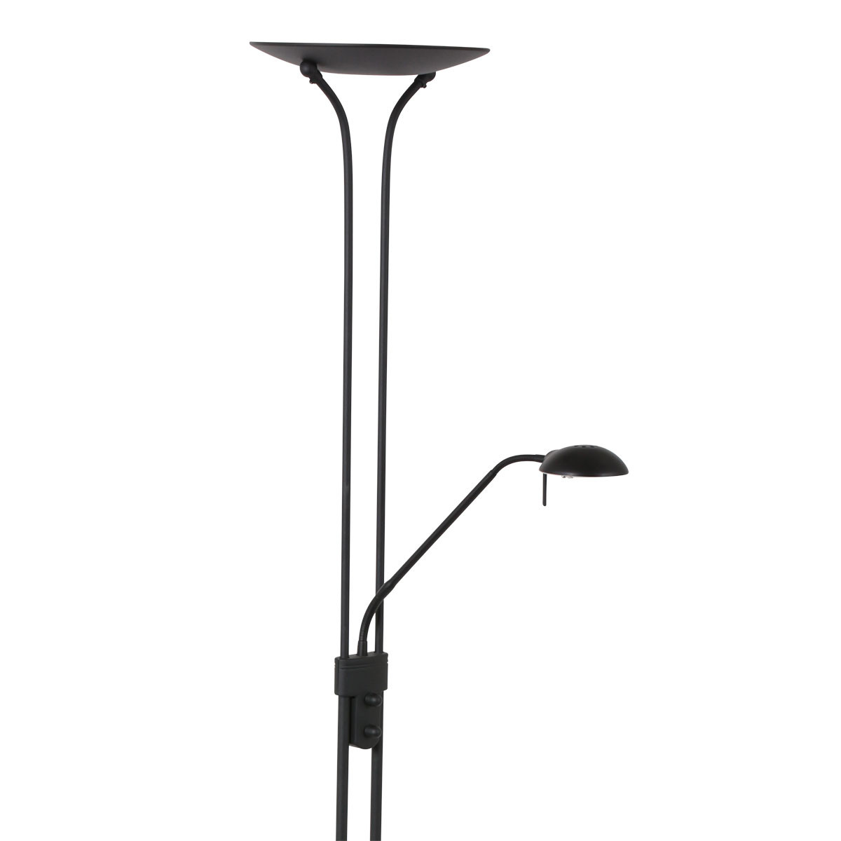 LED-Stehlampen-Uplighter mit Lesearm Mexlite Biron schwarz und mattglas