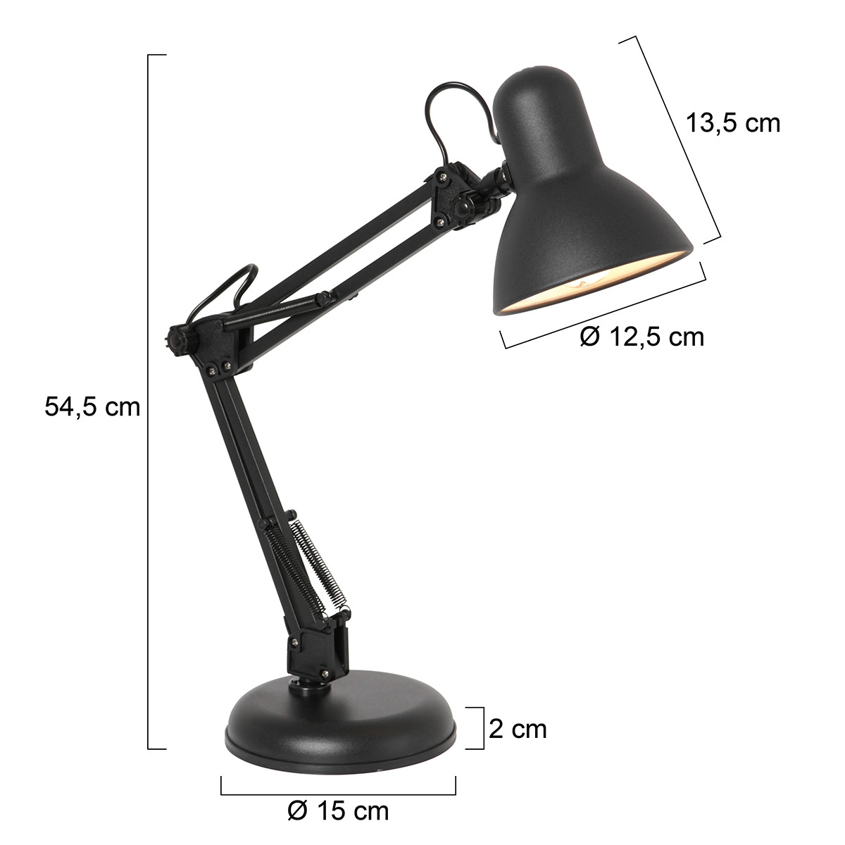 Mattschwarze Schreibtischlampe für das mattglas Study schwarz und Mexlite Büro