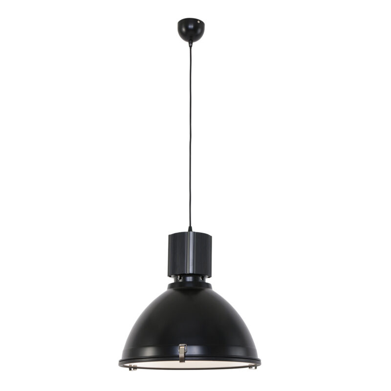 Runde Industrielle Schwarze Hängelampe Metall/Mattglas Steinhauer Warbier – Bild 2