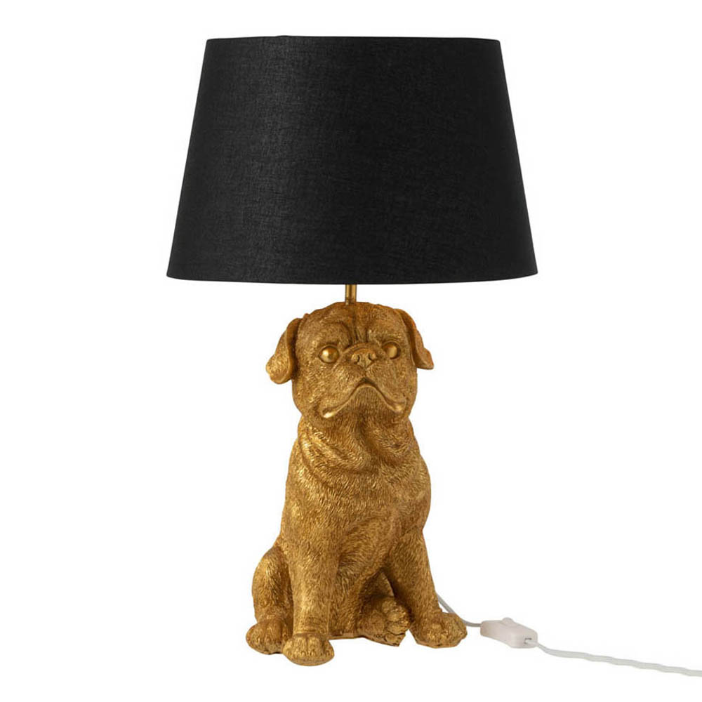 Klassische schwarz mit goldener Hund Tischlampe Jolipa Bobbie