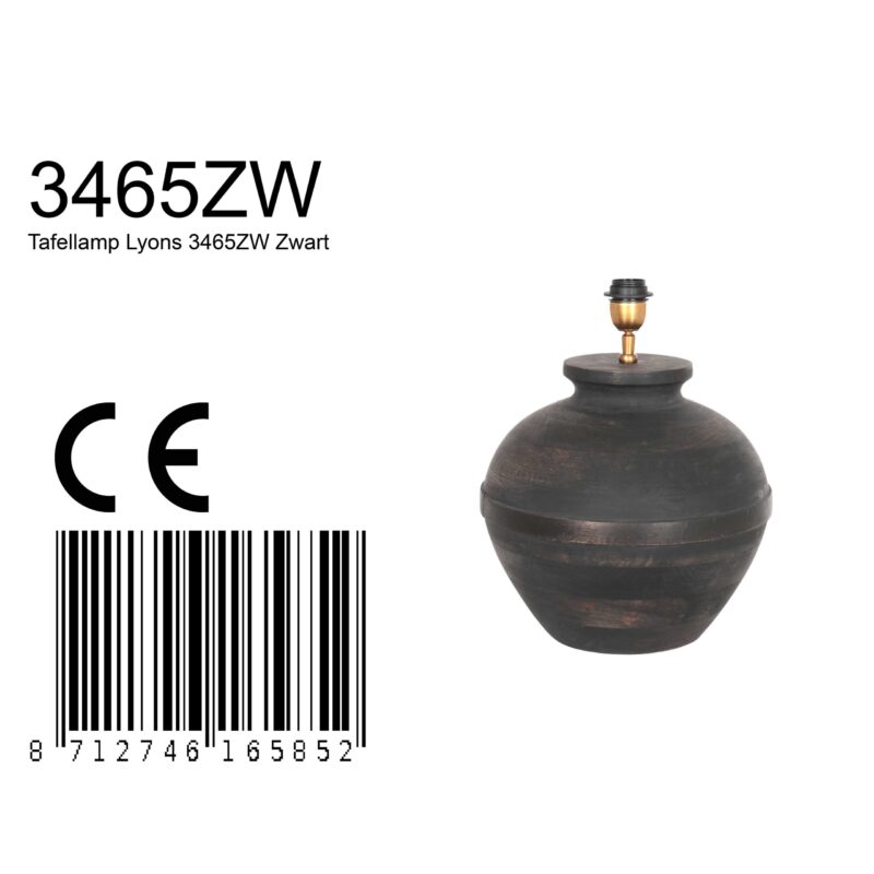 Ländliche schwarze Holztischlampe Anne Light & Home Lyons – Bild 7