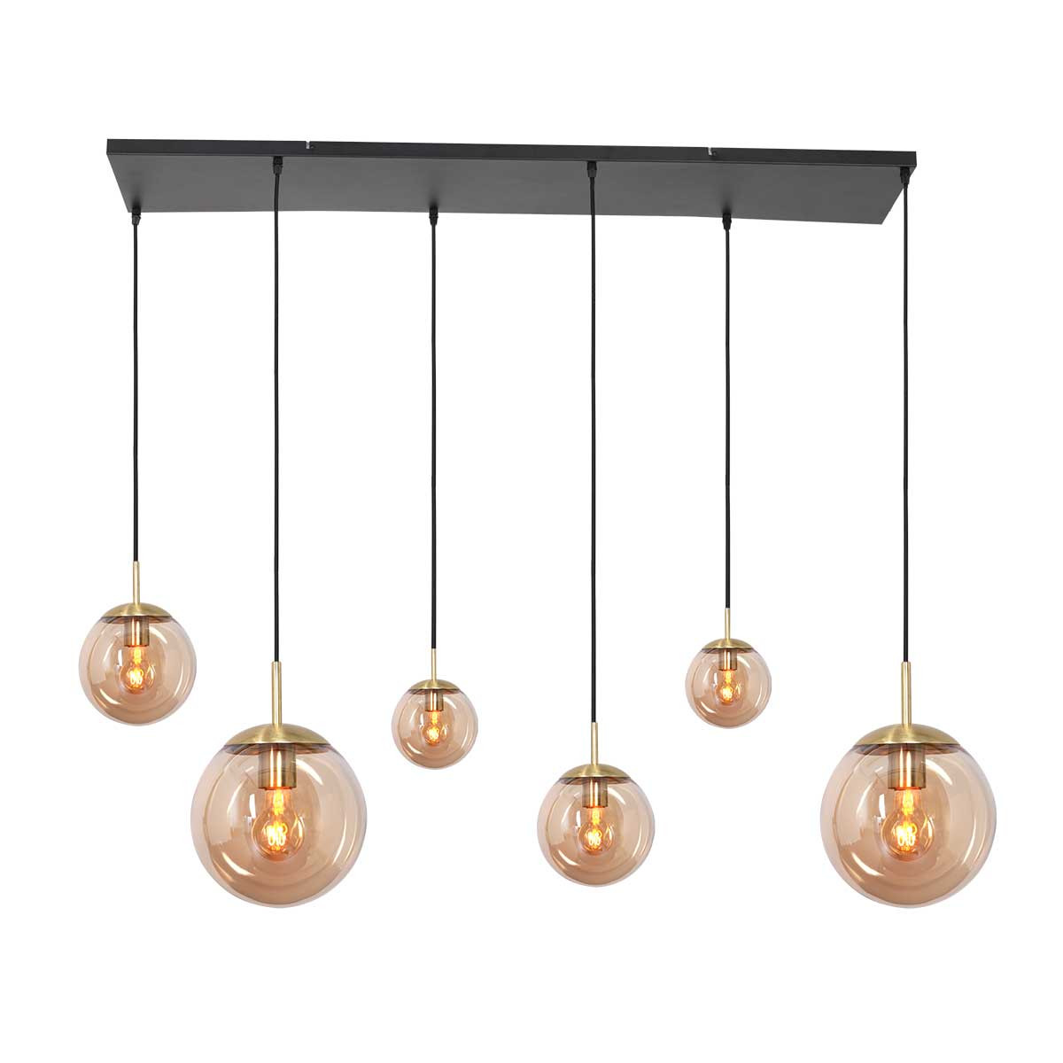 Klassische bernsteinfarbene Glas-Hängeleuchte Steinhauer Bollique LED