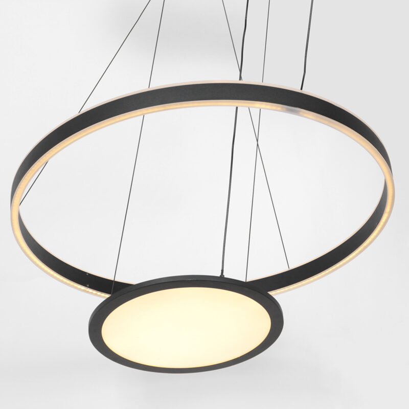 Moderne schwarze Metall-Hängeleuchte Steinhauer Ringlux – Bild 11