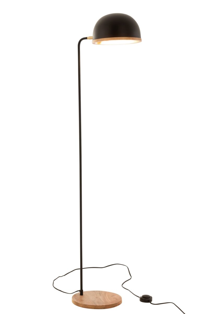 Moderne schwarze Stehlampe mit Holz Jolipa Evy – Bild 4