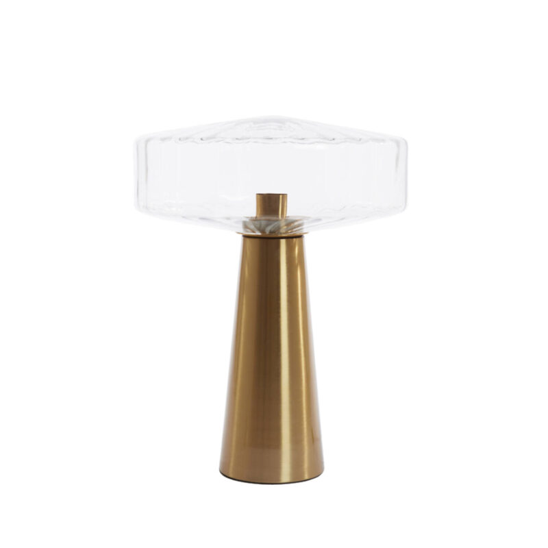 Retro goldene Tischlampe mit klarem Glas Light & Living Pleat – Bild 2