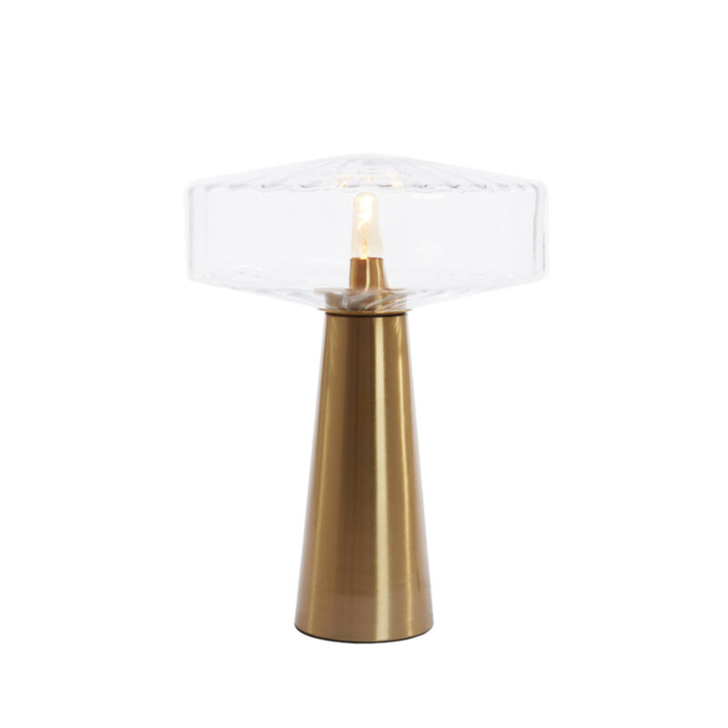 Retro goldene Tischlampe mit klarem Glas Light & Living Pleat – Bild 7