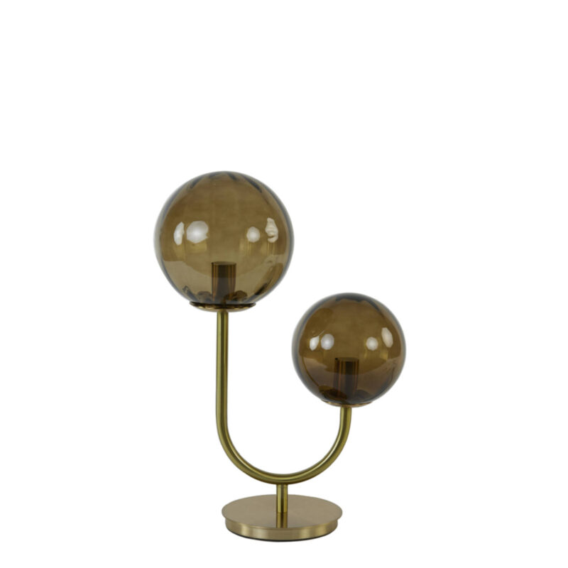 Retro goldene Tischlampe mit Rauchglas-Kugeln Light & Living Magdala – Bild 2