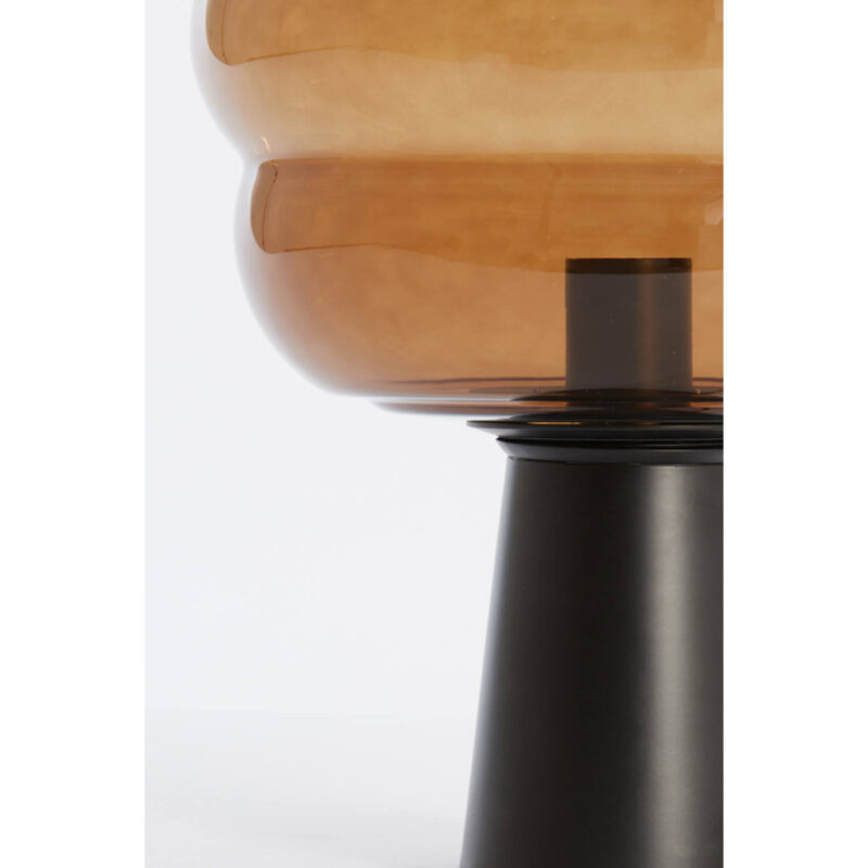Retro schwarze Tischlampe mit braunem Rauchglas Light & Living Misty – Bild 4