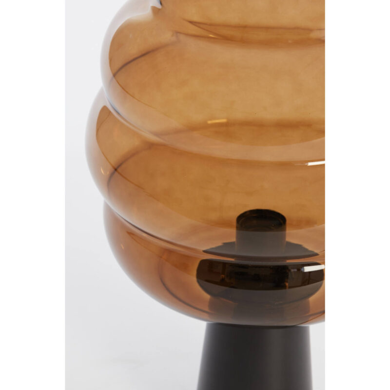Retro schwarze Tischlampe mit braunem Rauchglas Light & Living Misty – Bild 5
