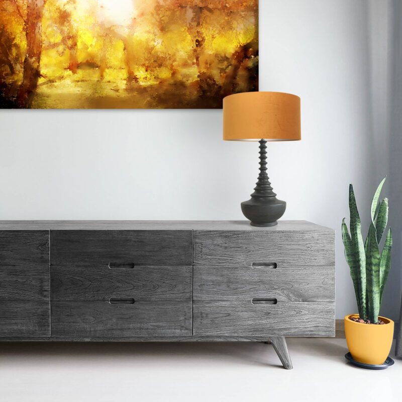 Retro schwarze Tischlampe mit orangenem Schirm Steinhauer Bois – Bild 3