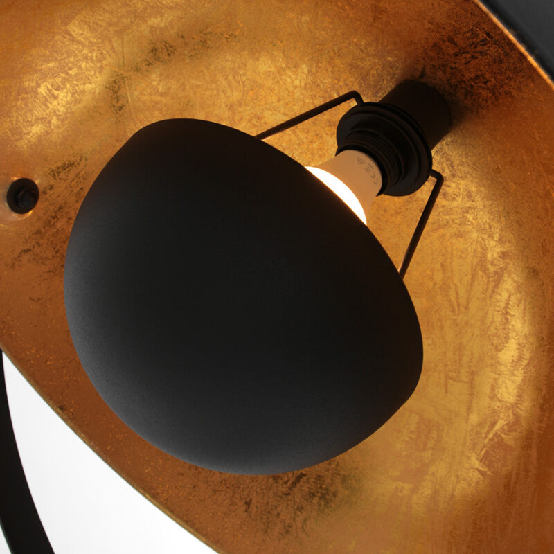 Industrielle schwarze Stehlampe mit goldener Sonnenblendenhaube Mexlite Sunflower – Bild 12