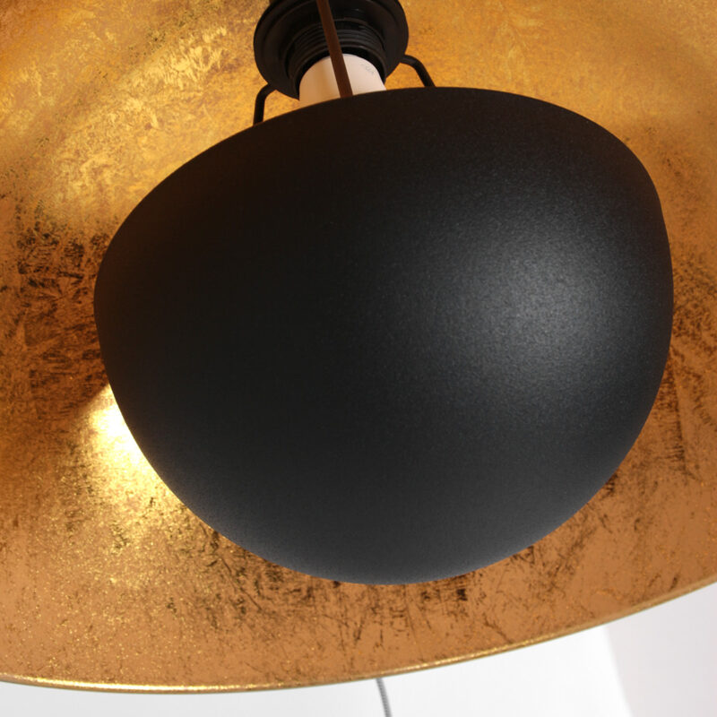 Industrielle schwarze Stehlampe mit goldener Sonnenblendenhaube Mexlite Sunflower – Bild 13