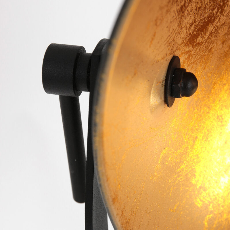 Industrielle schwarze Stehlampe mit goldener Sonnenblendenhaube Mexlite Sunflower – Bild 14