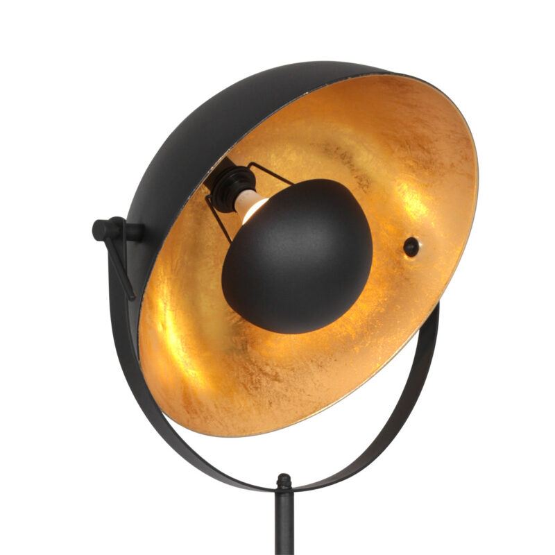 Industrielle schwarze Stehlampe mit goldener Sonnenblendenhaube Mexlite Sunflower – Bild 5