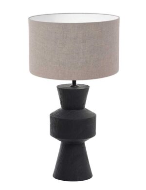 taupefarbener-lampenschirm-mit-schwarzer-halterung-light-&-living-gregor-taupe-und-schwarz-3603zw