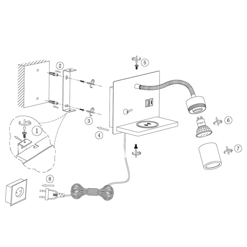 Wandleuchte mit USB/Micro-USB-Anschluss Mexlite Upround – Bild 8