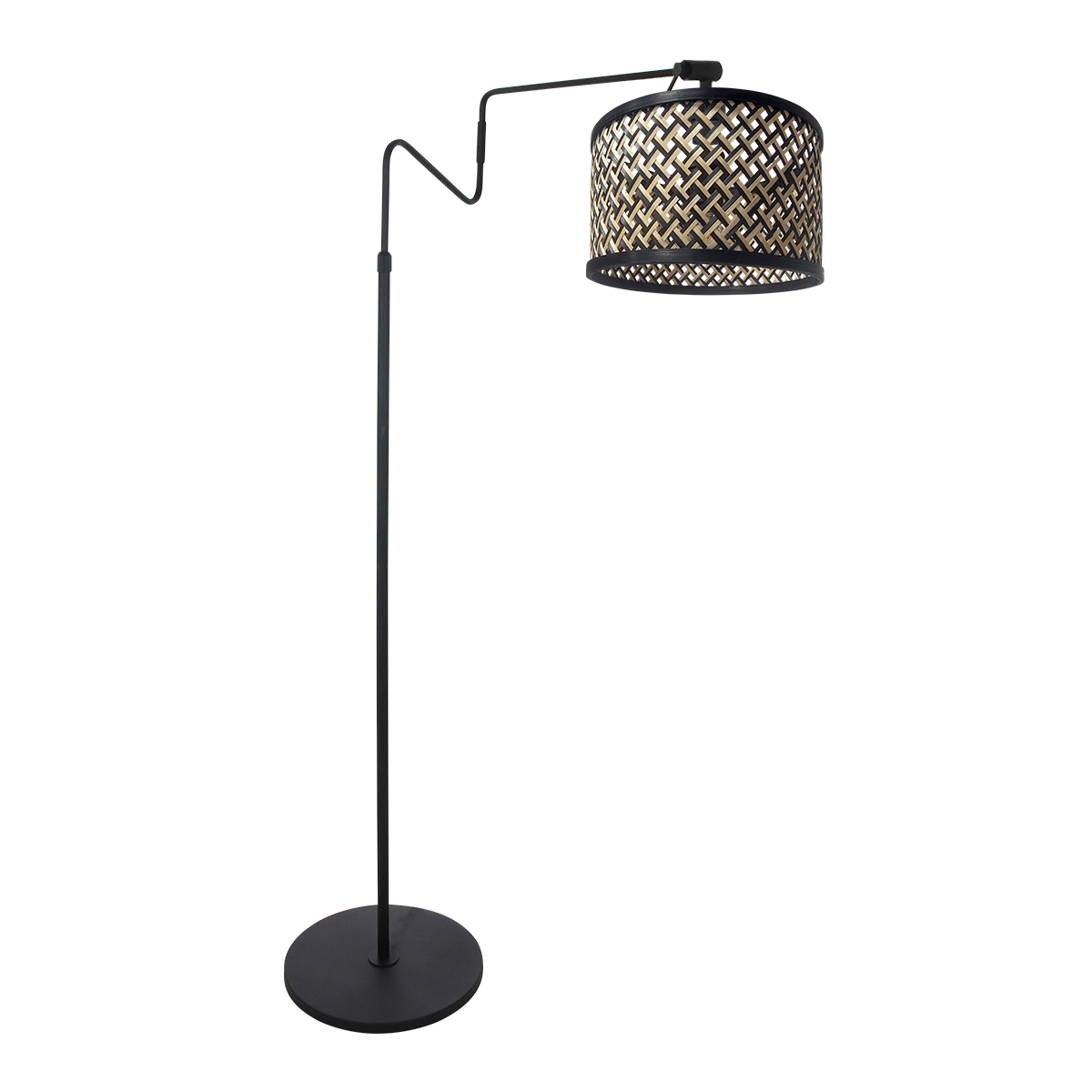 Moderne schwarze Stehlampe mit Rattanschirm Anne Light & Home Linstrom