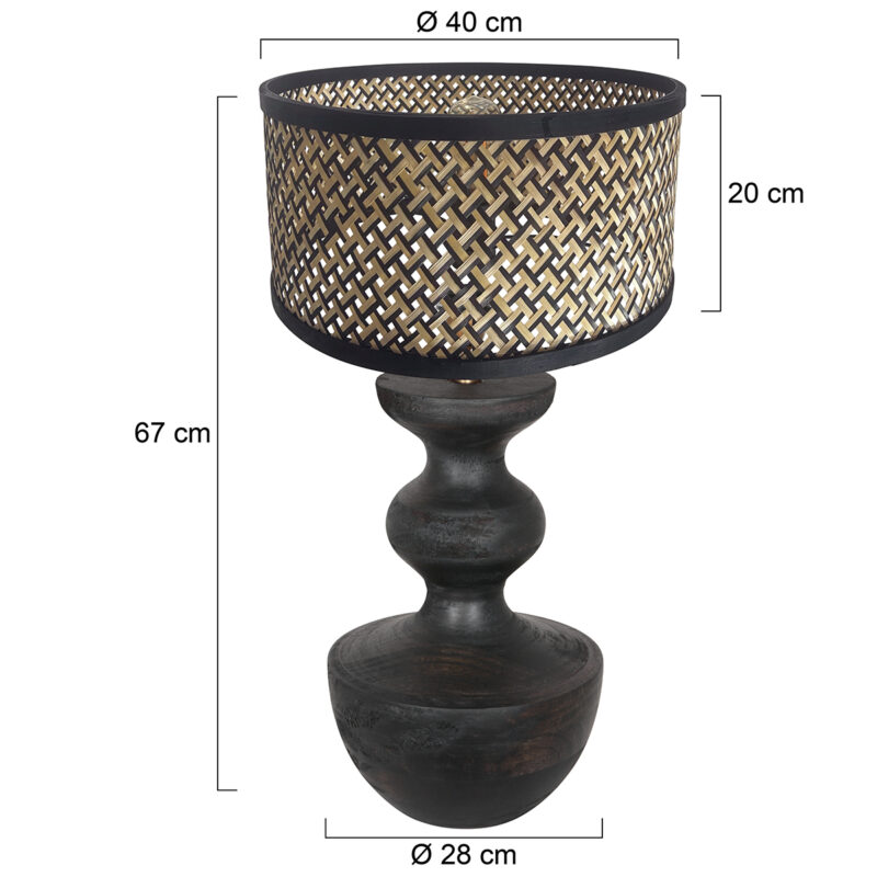 Rustikale Holztischlampe mit Rattanschirm Steinhauer Lyons – Bild 6