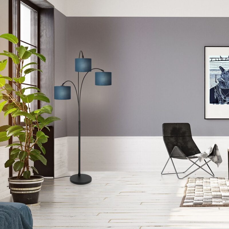 Schwarze Bogenlampe mit blauen Schirmen Steinhauer Sparkled Light – Bild 3