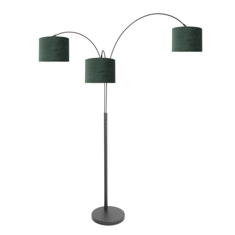 schwarze-bogenlampe-mit-grunen-schirmen-steinhauer-sparkled-light-grun-und-schwarz-3827zw-13