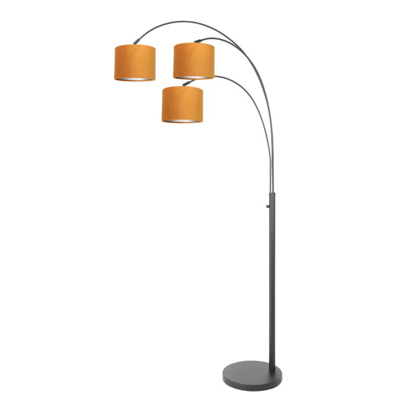 Schwarze Bogenlampe mit orangefarbenen Schirmen Steinhauer Sparkled Light – Bild 2