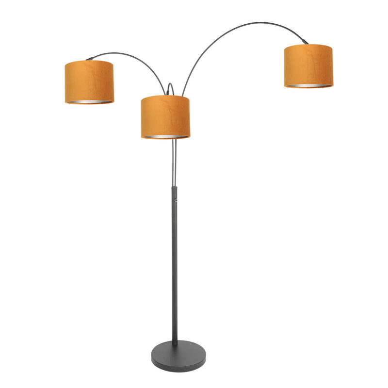 Schwarze Bogenlampe mit orangefarbenen Schirmen Steinhauer Sparkled Light – Bild 13