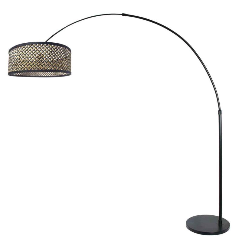 Schwarze Bogenlampe mit Rattanschirm Steinhauer Sparkled Light – Bild 2
