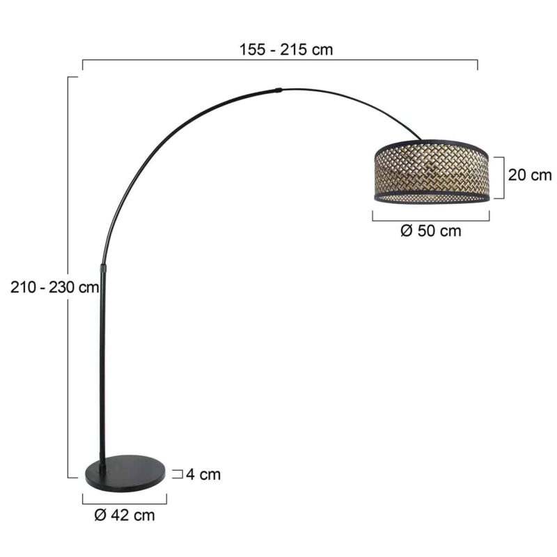 Schwarze Bogenlampe mit Rattanschirm Steinhauer Sparkled Light – Bild 7