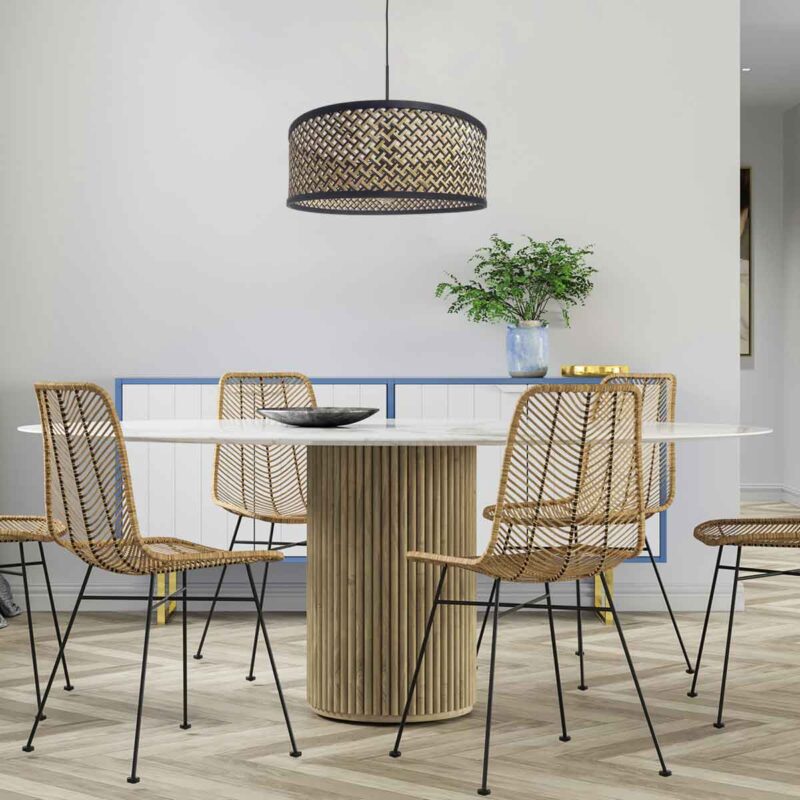 Schwarze Hängelampe mit Rattanschirm Steinhauer Sparkled Light – Bild 3