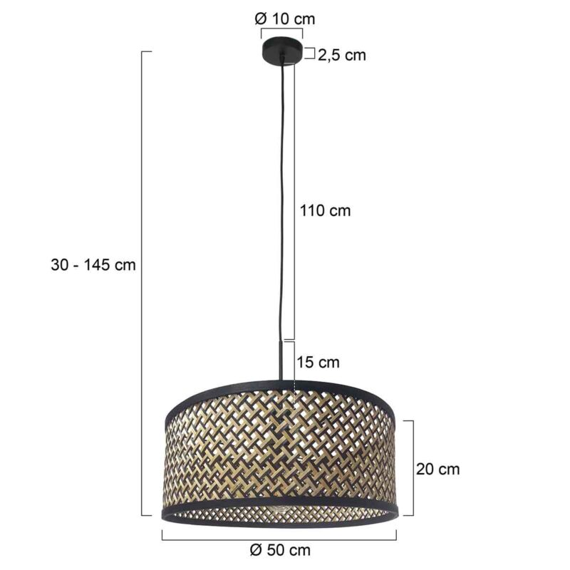 Schwarze Hängelampe mit Rattanschirm Steinhauer Sparkled Light – Bild 7