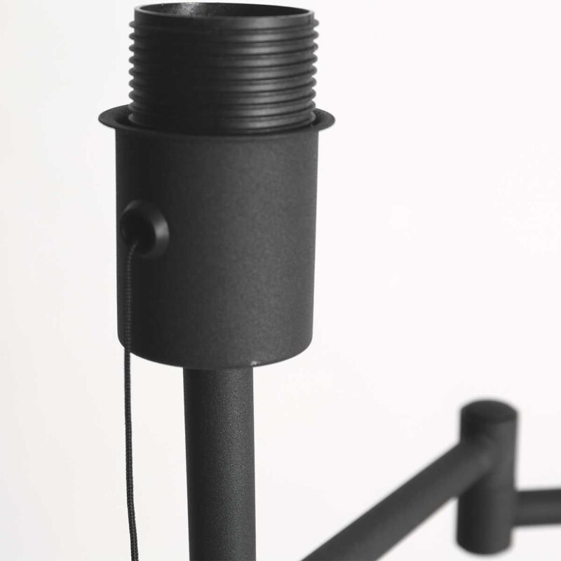 Industrielle schwarze Stehlampe mit Rattanschirm Mexlite Bella – Bild 4