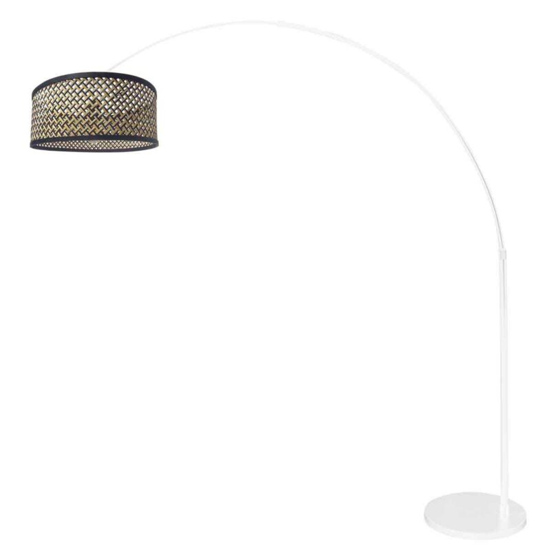Weiße Bogenlampe mit Rattanschirm Steinhauer Sparkled Light – Bild 2