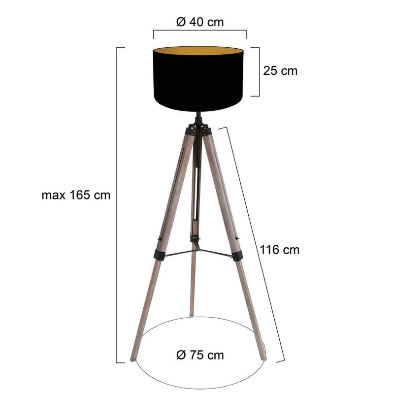 Retro schwarze Leinen-Stehlampe Mexlite Triek – Bild 6