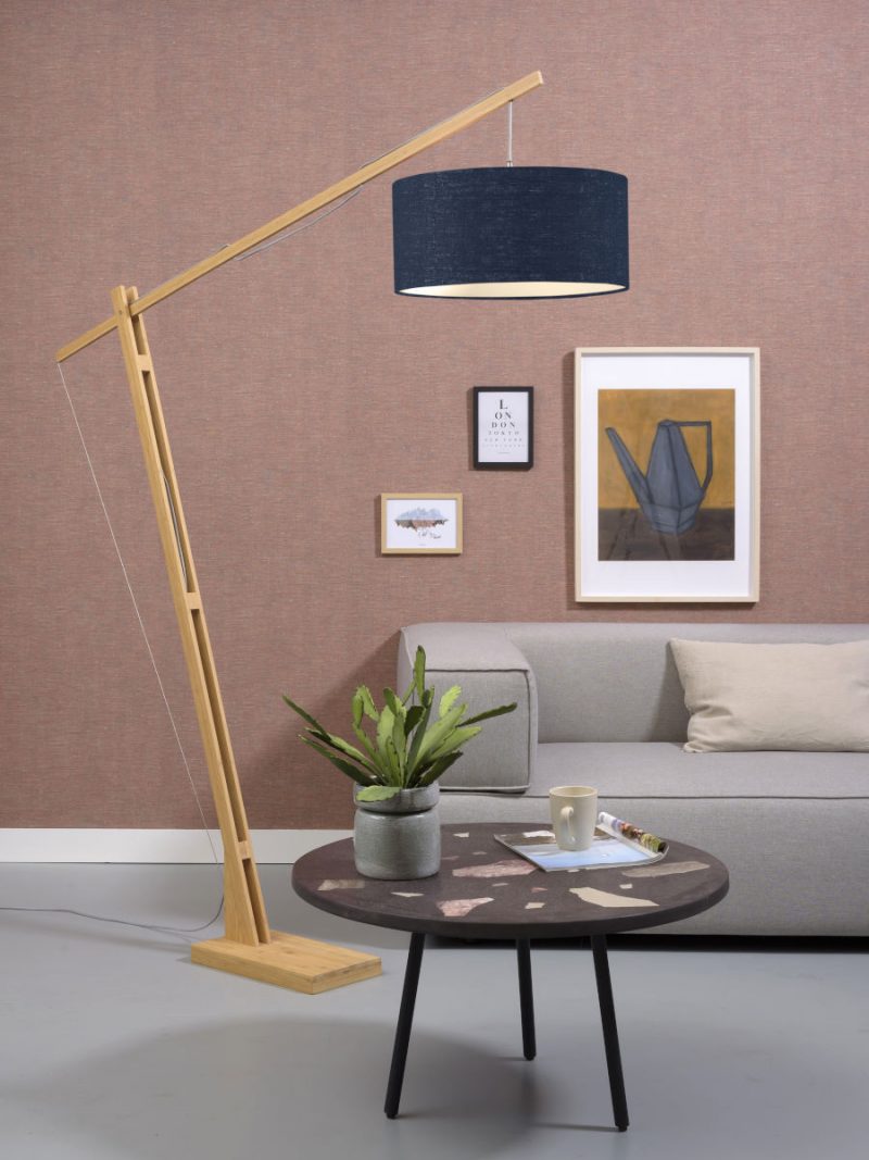 Bambus-Stehlampe mit blauem Leinenschirm GOOD&MOJO Montblanc – Bild 5