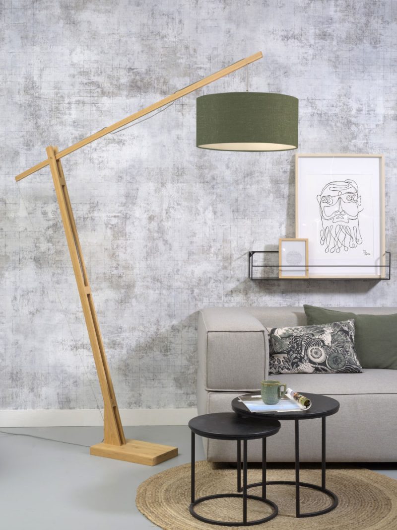 Bambus-Stehlampe mit grünem Leinenschirm GOOD&MOJO Montblanc – Bild 2