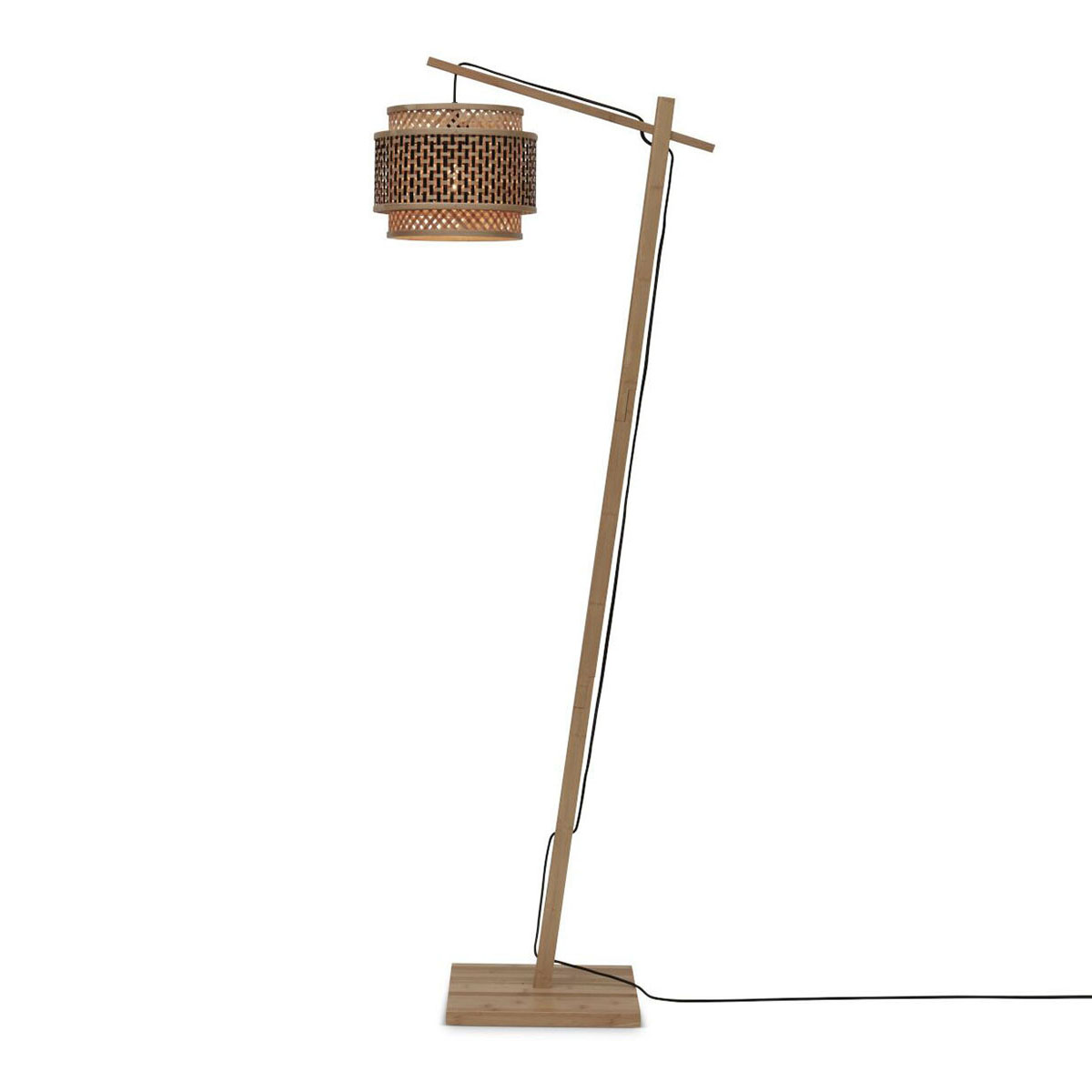 Bohemian-Bambus-Stehlampe in Schwarz und Natur GOOD&MOJO Bhutan