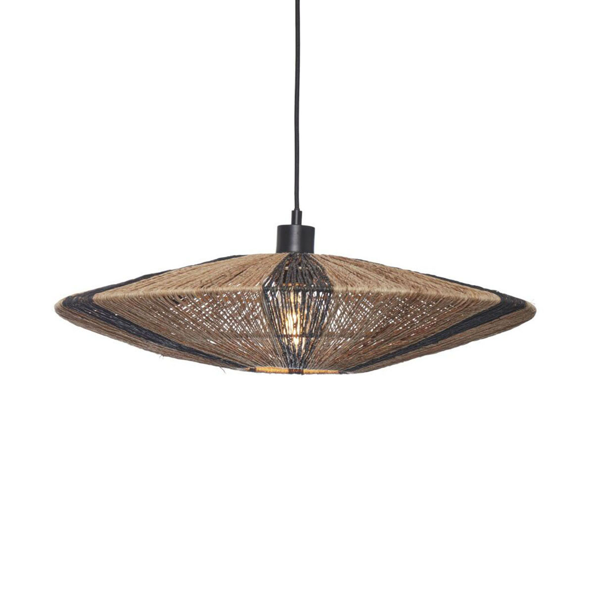 Bohemian-Metall-Rattan-Hängelampe in Schwarz und Natur GOOD&MOJO Iguazu