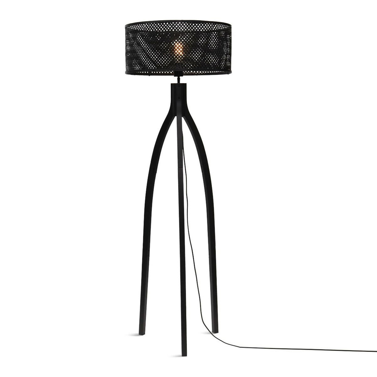 Bohemian-Schwarz-Bambus-Stehlampe GOOD&MOJO Java