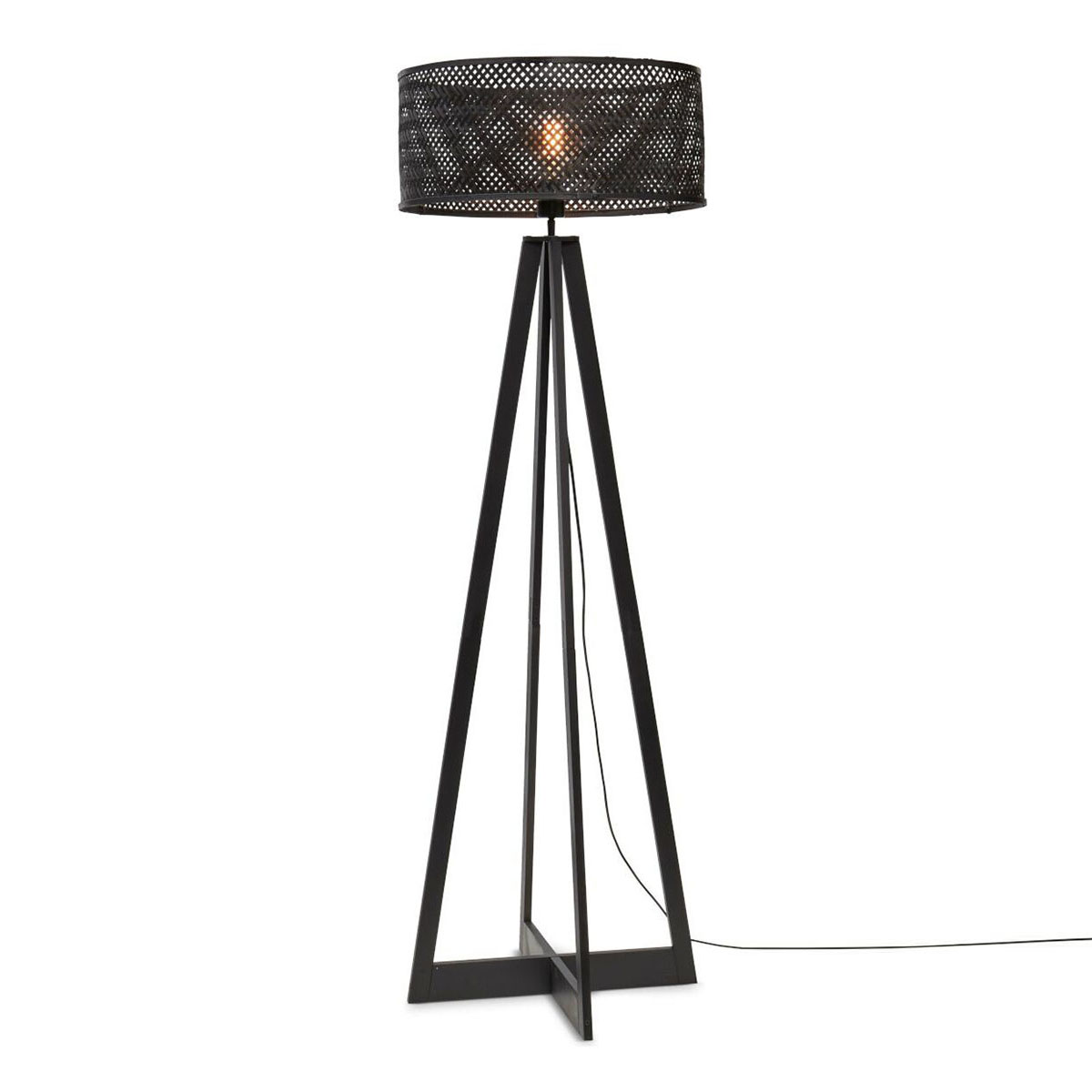 Bohemian-Schwarz-Bambus-Stehlampe GOOD&MOJO Java