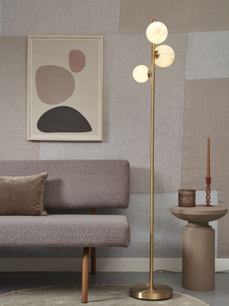 Goldene Stehleuchte mit 3 Designkugeln It's About RoMi Carrara – Bild 2