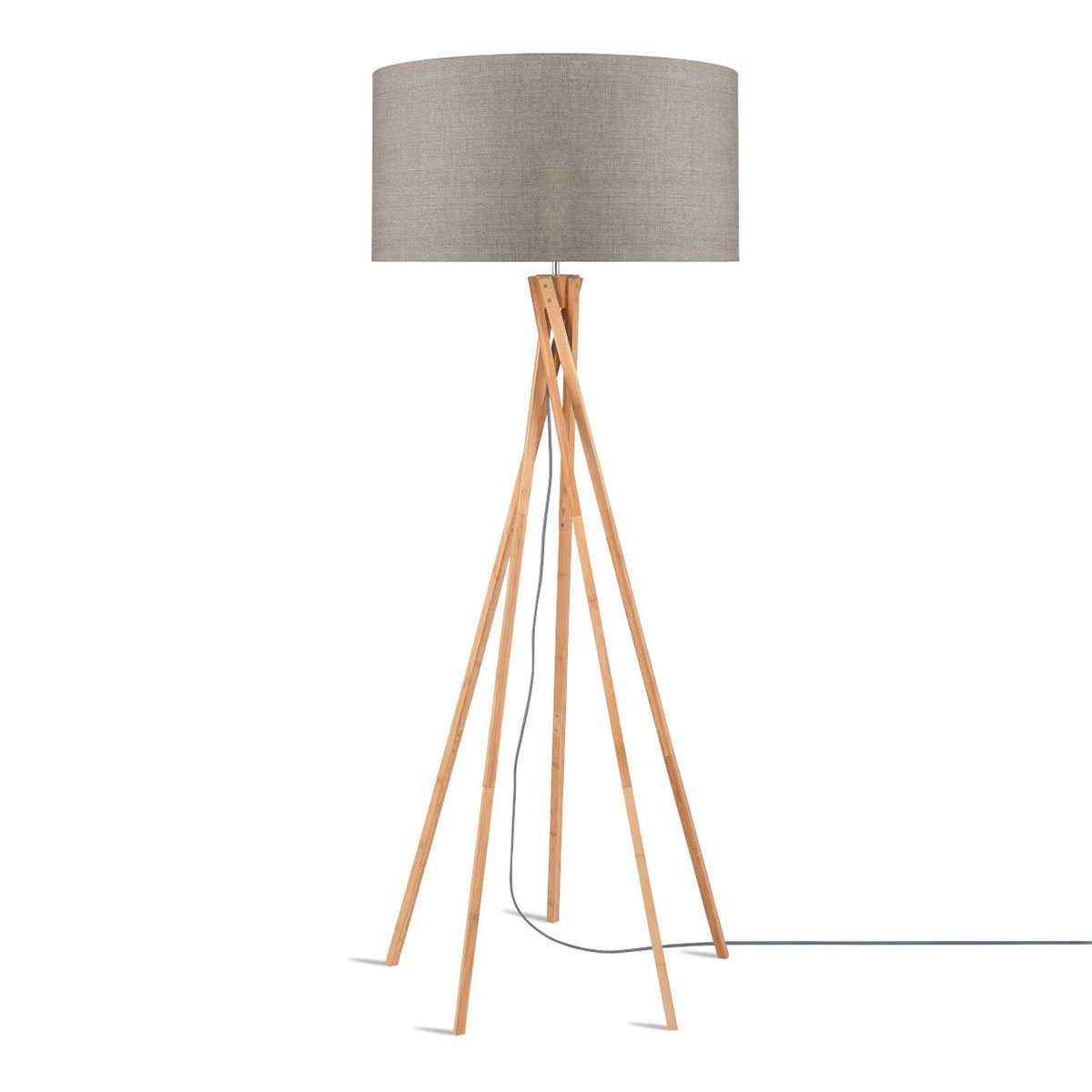 Graue bohemian Bambus Leinen Stehlampe GOOD&MOJO Kilimanjaro