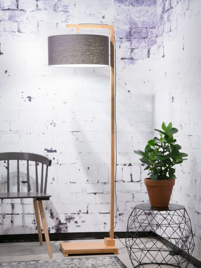 Runde graue Leinen skandinavische Stehlampe GOOD&MOJO Himalaya – Bild 2