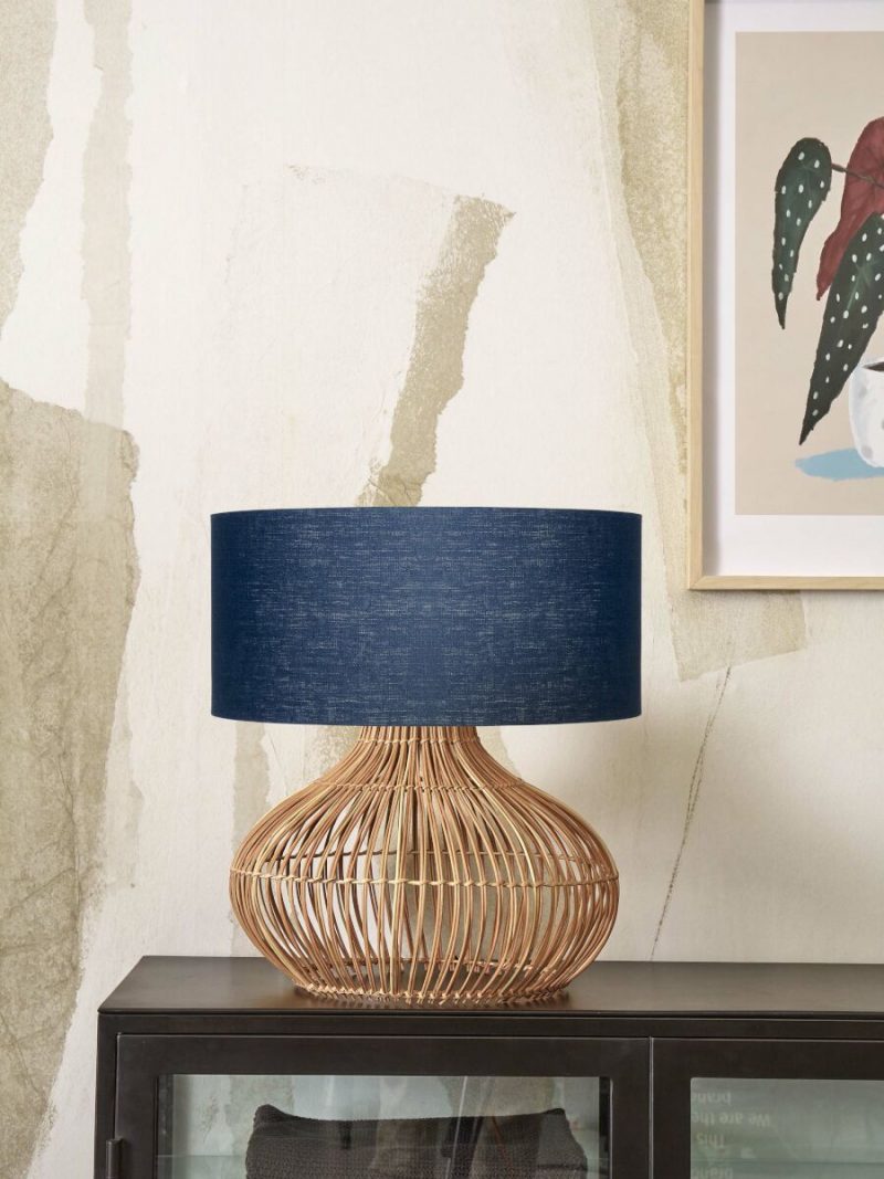 Tischlampe blau Rattan/Leinen L GOOD&MOJO Kalahari – Bild 2
