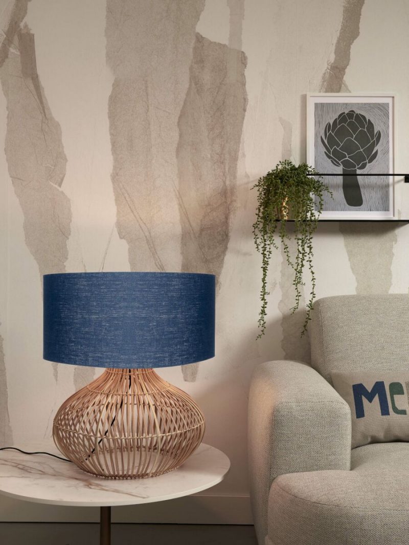 Tischlampe blau Rattan/Leinen L GOOD&MOJO Kalahari – Bild 5