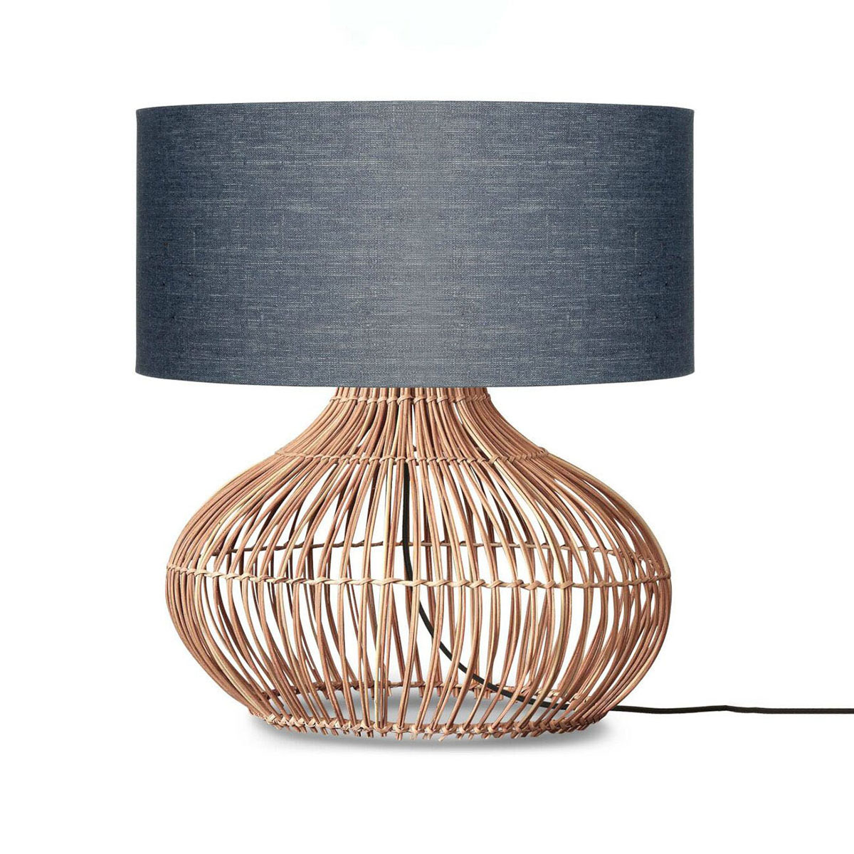 Tischlampe Rattan/Leinen anthrazit L GOOD&MOJO Kalahari