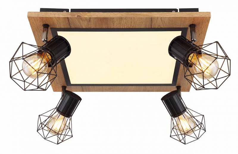 4-Licht Deckenlampe schwarz mit Diamantkappe Globo Priska – Bild 2