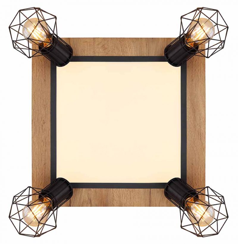 4-Licht Deckenlampe schwarz mit Diamantkappe Globo Priska – Bild 3