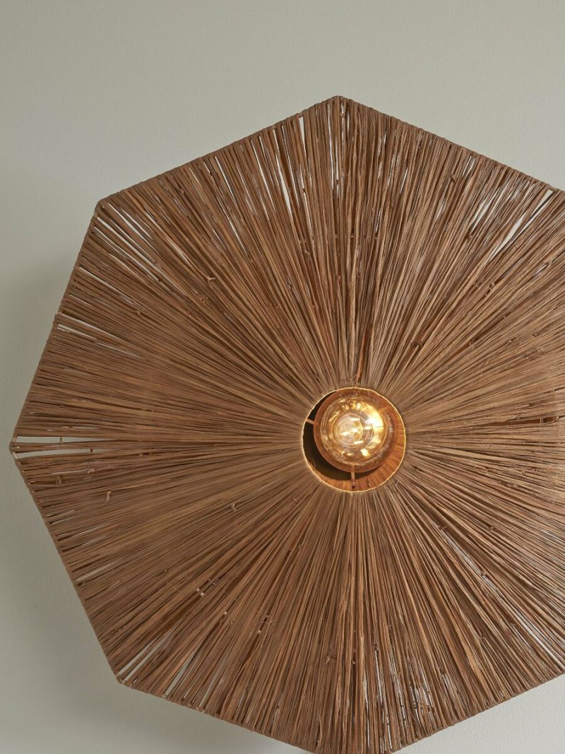 Achteckige Raffia Deckenlampe Braun L GOOD&MOJO Panama – Bild 2