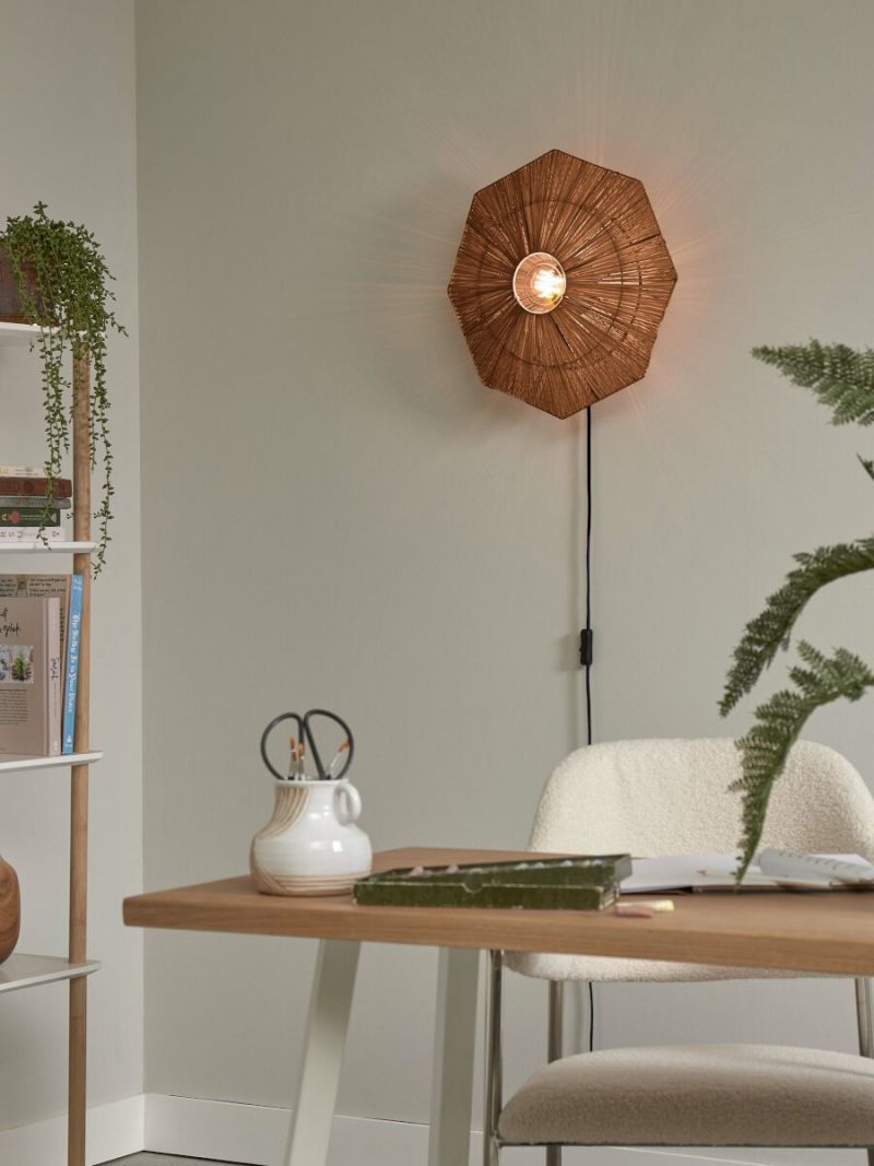 Achteckige Raffia Wandlampe Braun GOOD&MOJO Panama – Bild 4