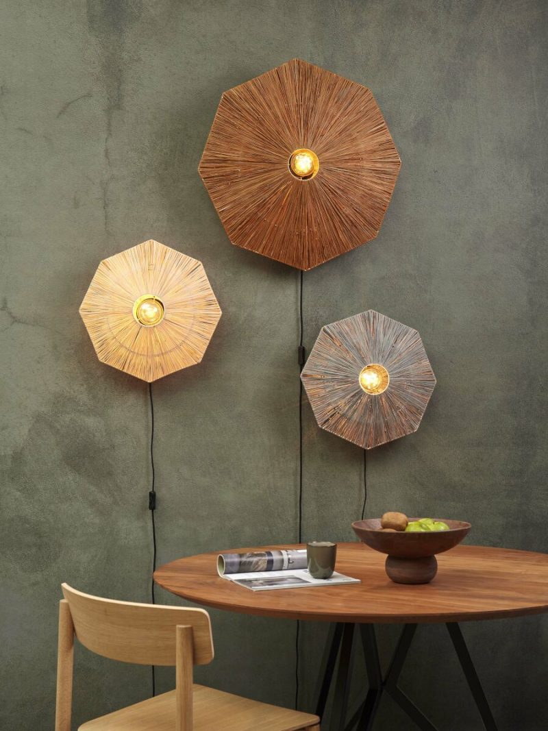 Achteckige Wandlampe Braun Raffia L GOOD&MOJO Panama – Bild 3